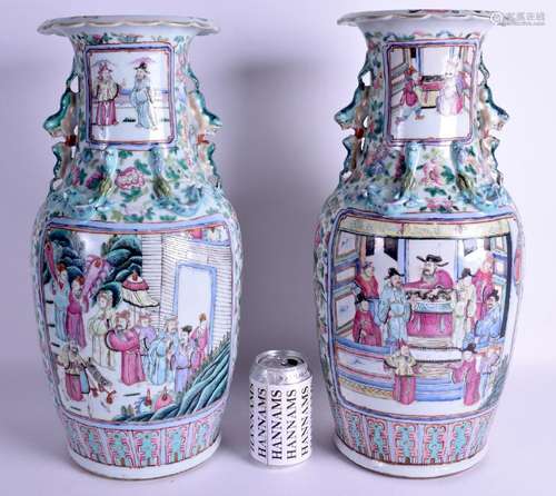 A LARGE PAIR OF 19TH CENTURY CHINESE CANTON FAMILLE