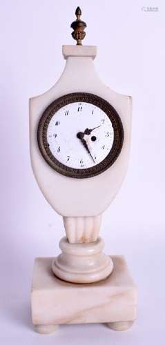 A 19TH CENTURY FRENCH ALABASTER MANTEL CLOCK. 26 cm x