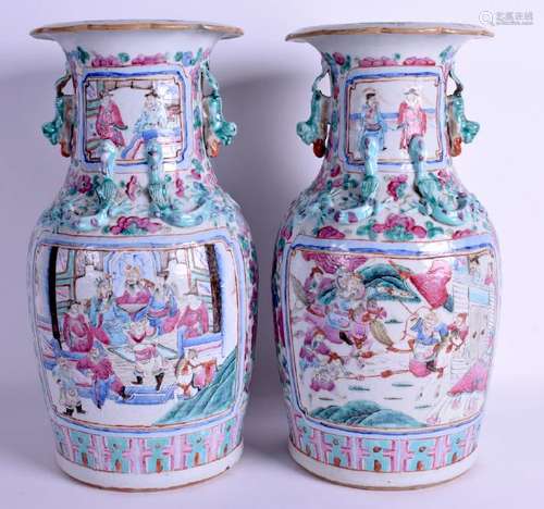 A LARGE PAIR OF 19TH CENTURY CHINESE CANTON FAMILLE