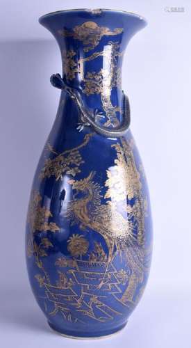 A VERY LARGE 19TH CENTURY CHINESE BLUE GROUND VASE