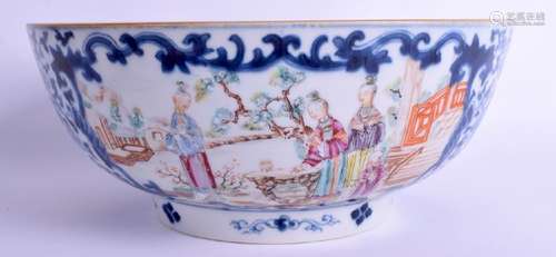 AN 18TH CENTURY CHINESE EXPORT FAMILLE ROSE PUNCH BOWL