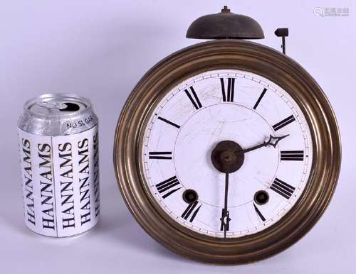 A RARE ANTIQUE BRASS LANTERN TYPE CLOCK of small