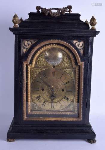 AN 18TH CENTURY DUTCH EBONISED BRACKET CLOCK by