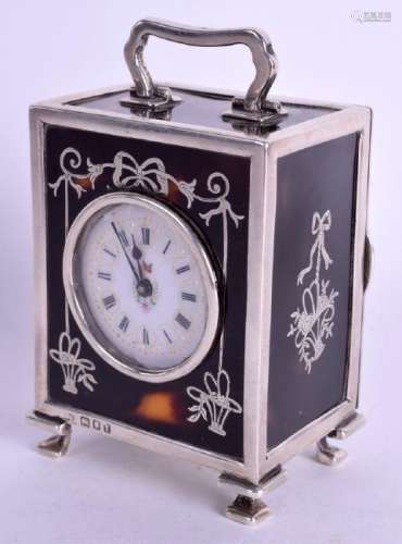 A FINE ANTIQUE SILVER AND TORTOISESHELL TRAVELLING