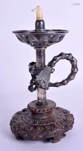 A RARE 19TH CENTURY CHINESE EXPORT SILVER CANDLESTICK