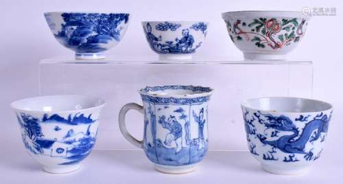 A 17TH CENTURY CHINESE KANGXI BLUE AND WHITE CUP etc.