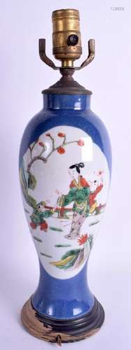 A 19TH CENTURY CHINESE FAMILLE VERTE POWDER BLUE VASE