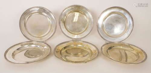6 Silberteller / 6 silver plates, Johann Christian…