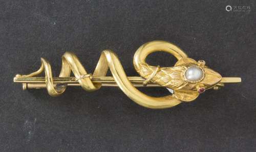 Asklepios Brosche / A brooch with a snake, Frankre…