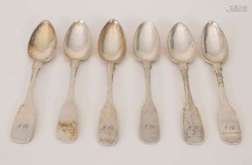 6 Teelöffel / 6 silver tea spoons, Berlin, um 1840