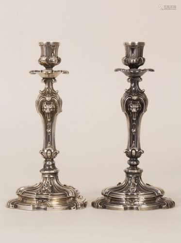 Paar Kerzenleuchter / A pair of silver candlestick…