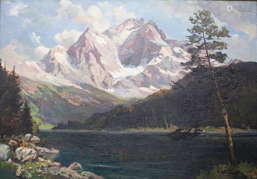 Karl Wagner (1796 1867), 'Bewaldete Alpenlandschaf…