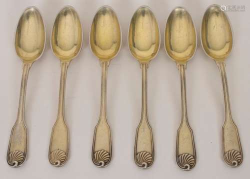 6 Teelöffel / 6 silver tea spoons, Paris, um 1850