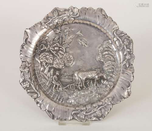 Barock Teller / A baroque silver plate, Dresden, 1…
