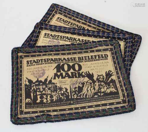 Sammlung Notgeld Stoffgeld Bielefeld, 1921