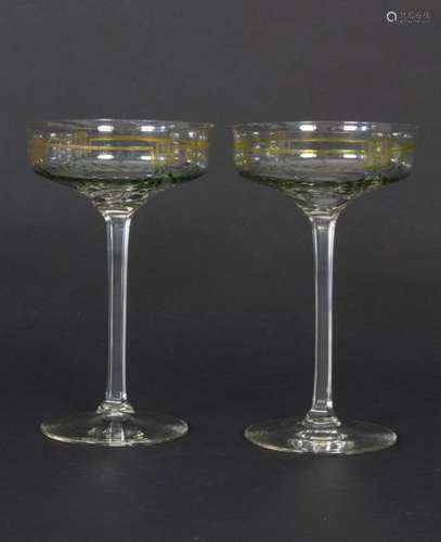 Paar Jugendstil Sekt Stengelgläser / A pair of Art…