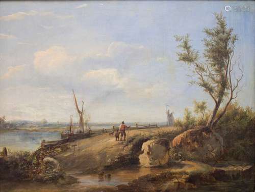 Künstler des 18. Jh., 'Flusslandschaft mit Kauffah…