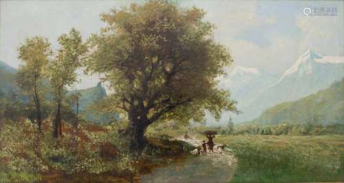 Giacinto Bo (1832 1912), 'Alpenlandschaft mit Hirt…