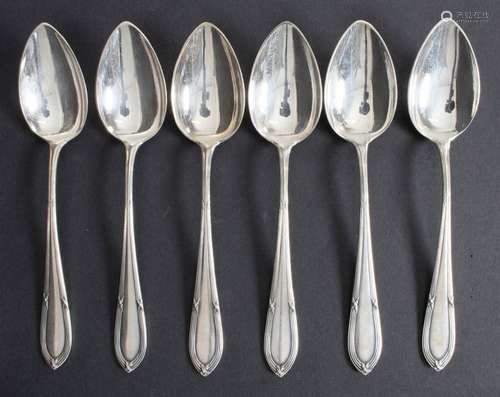 6 Teelöffel / 6 silver tea spoons, deutsch, um 190…