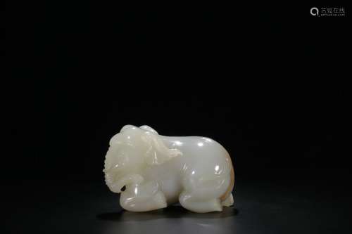 A Chinese Carved Jade Elephant Decoration