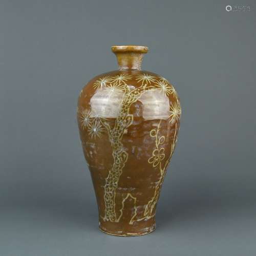 A Chinese Brown Glazed Porcelain Vase