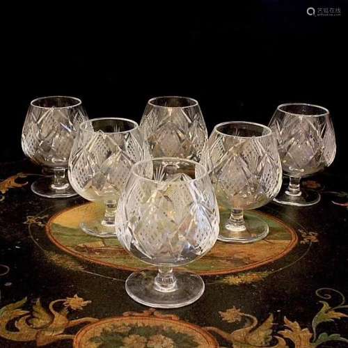 A Set of Six Italian Carved Glass Cups