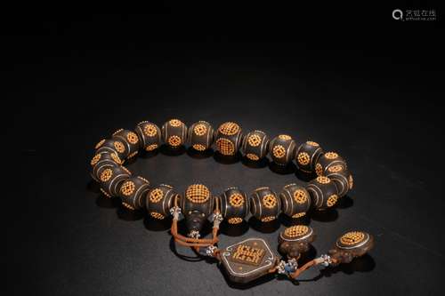 A Chinese Carved Agar-Wood Prayers Beads