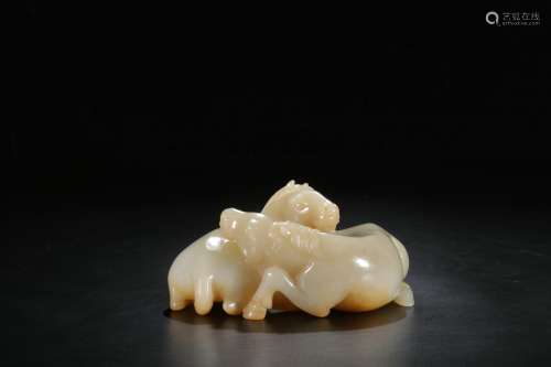A Chinese Carved Jade Horses Decoration