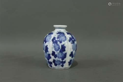 A Chinese Blue and White Porcelain Water Jar