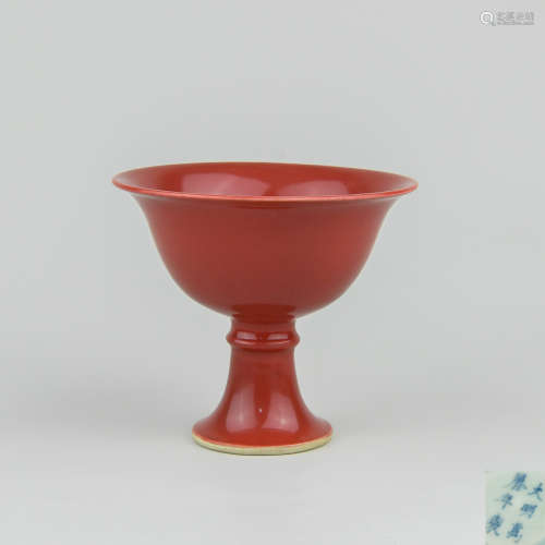 A Chinese Red Glazed Porcelain Cup
