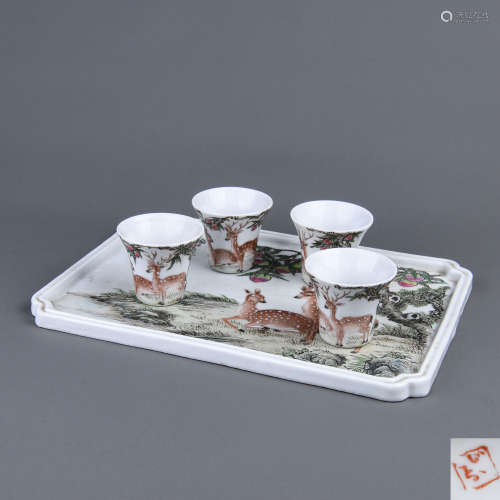 A Set of Famille-Rose Porcelain Tea Set
