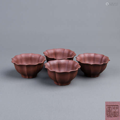 A Set of Four Yixing Clay Tea Cups