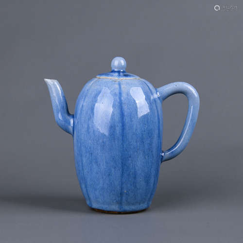 A Chinese Blue Glazed Porcelain Wine Pot