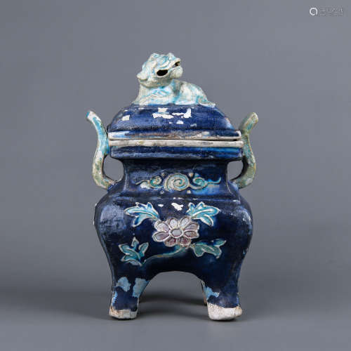 A Chinese Fahua Porcelain Incense Burner