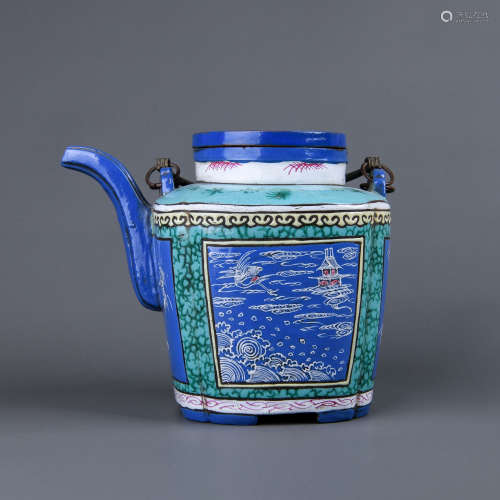 A Chinese Glazed Yixing Clay Tea Pot