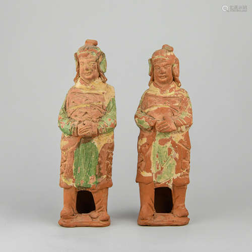 A Pair of Chinese Clay Figures