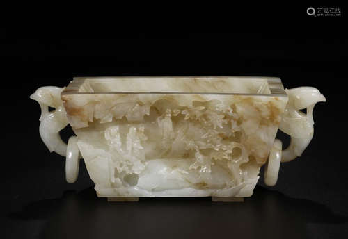 A HETIAN JADE CUP WITH BEASTE EARS