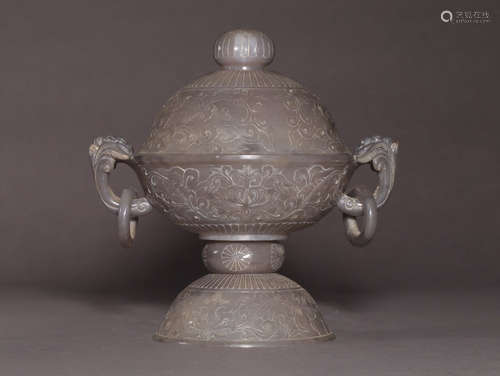 A HETIAN JADE TWO-EAR CENSER