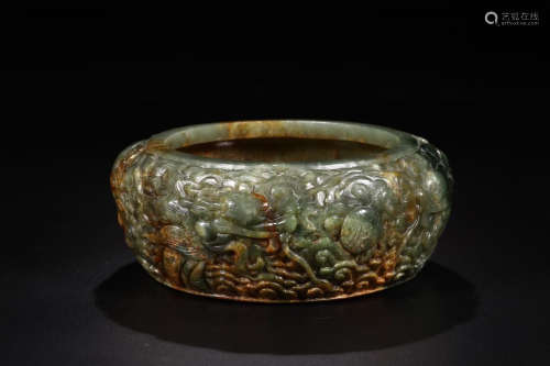 A QING JADE BRUSH WASHER