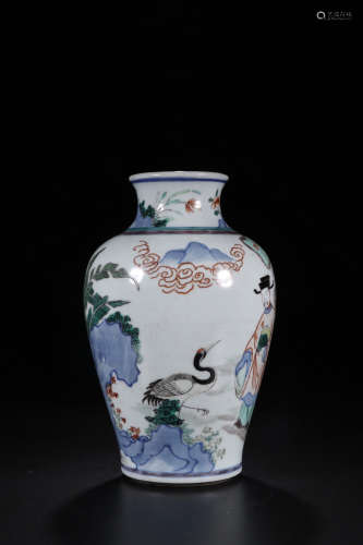 A WUCAI VASE WITH STORY-TELLING PAINTING
