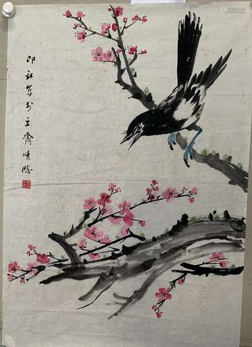 萧朗 花鸟 纸本镜心