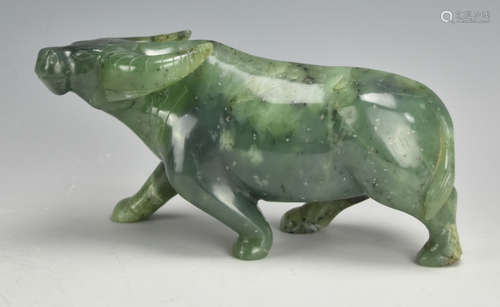 A Chinese Marbled Jade Ox / Water Buffalo,20th C.