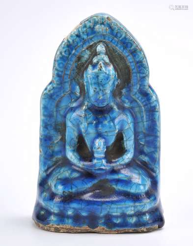 Chinese Blue Glazed Guanyin Statue ,Qing D.