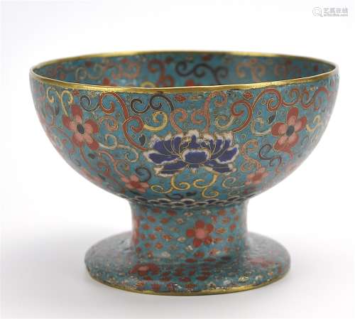 Chinese Closionne Bronze Stem Bowl,Qing D.