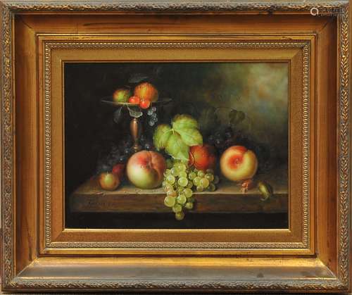 Gilt Frame Still Life Painting, Oil on Wood Panel