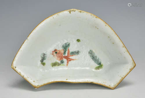 A 19th Century, Shaped, Porcelain Dish w/ Fish