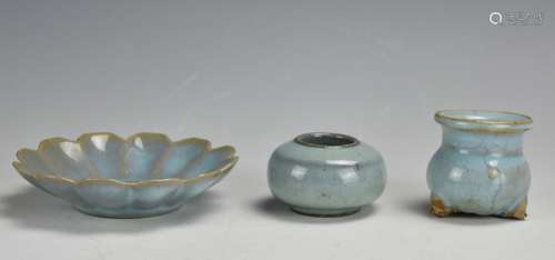 3 Small, Pale-Blue & Lavender, Chinese Ceramics