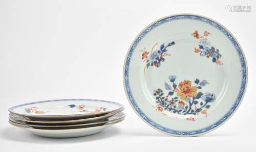 (5)Chinese Export Blue& Iron Red Plates, Kangxi P.