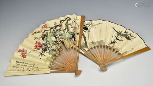 Two Hand Painted Chinese Folding Fans