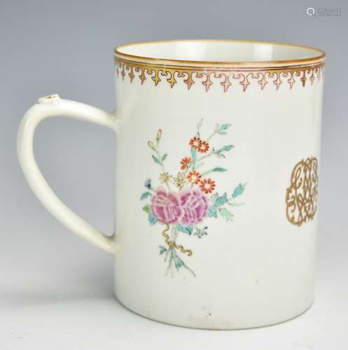 20th C. Chinese, Porcelain Mug w/ Gilt designs